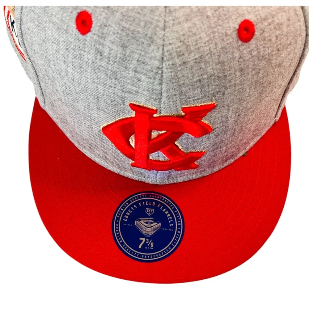 Negro League Fitted Hat 7 3/8 Kansas City Monarchs Ebbets Field Flannel Baseball - Picture 7 of 11